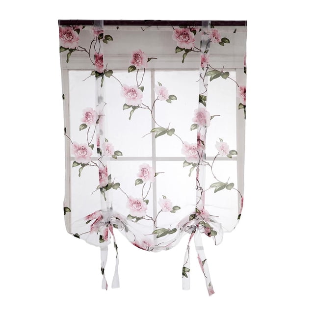 Lovely Tie Up Flower Roman Short Window Shades Cortina de Ventana Voile Drape Cenefa Paneles - para Ventana Pequeña Sala de Dormitorio Bal 4 rosa 140x160cm Macarena Diseño original
