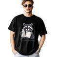 thumbnail image 1 of T-Shirts for Men, Graffiti Raccoon Crew Neck Cotton T-Shirt Men's Short Sleeve, 1 of 8