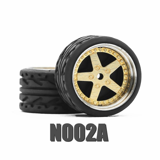 1/64 Hot Wheels Carlomo N-Class 2 Detail-up Sets Wheels With Rubber Tires Assembly Rims for Model Car Tomica 4pcs Set N002A