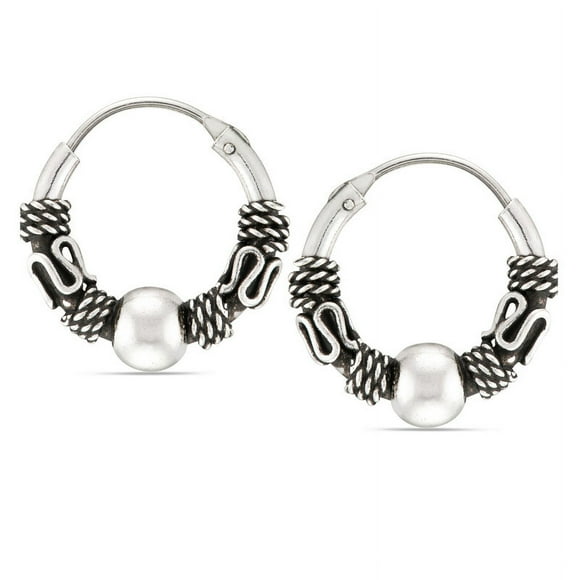 Boucles d'Oreilles Créoles Sans Fin en Argent Sterling Bali