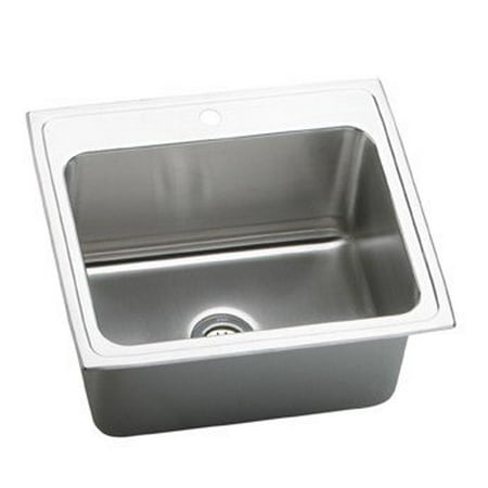 Lustertone 3 Hole - Elkay DLR2521103 Gourmet Lustertone Stainless Steel Single Bowl Top Mount Sink with 3 Faucet Holes