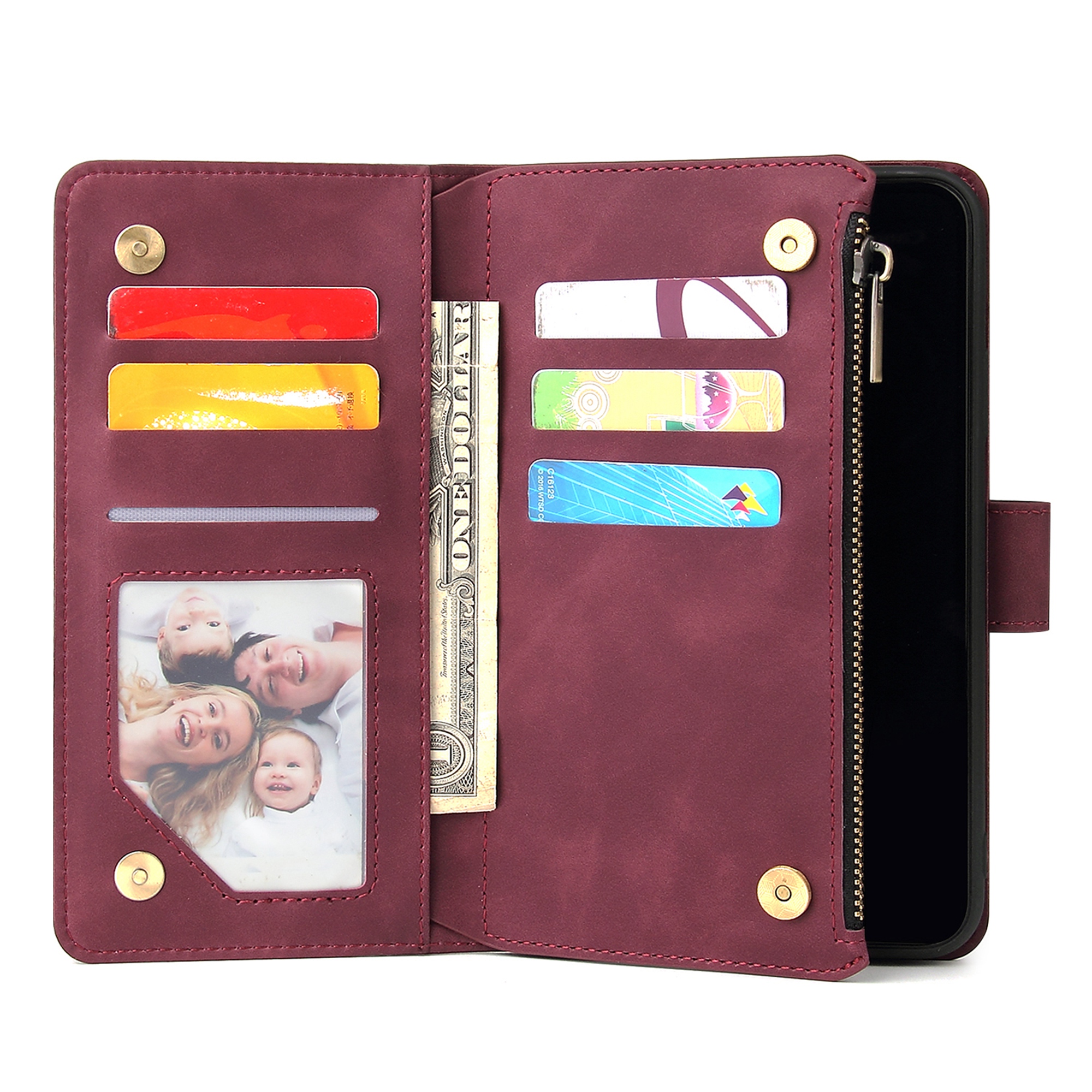 Dteck iPhone 11 Wallet Case, Wine Red photo 3