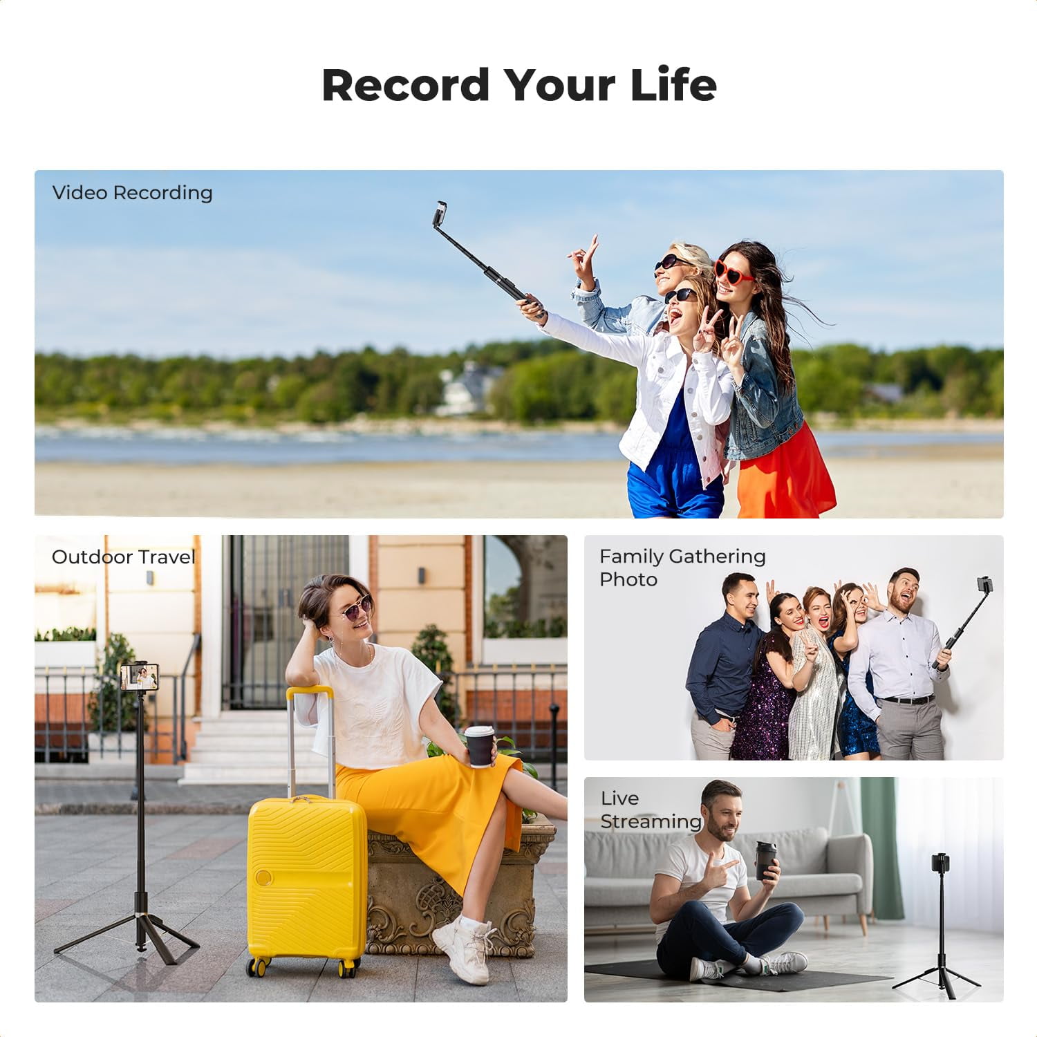 K&F CONCEPT 69" Selfie Stick, Pop Open & Quick Fold Phone Tripod, 360° Rotatable Selfie Stick with 9 Button Bluetooth Remote, Cell Phone Tripod for Travel, Live Streaming, Vloggers, Black