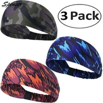 Spencer 3 Pack Men Women Sports Sweatband Elastic Wicking Non Slip Headbands for Running Yoga Travel Fitness Headscarf "#B"