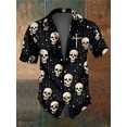 thumbnail image 2 of Camisas de verano para hombre, estilo retro, con calaveras, informal, de manga corta, para uso diario, 2024, blusas holgadas de gran tamaño con solapa, 2 of 4