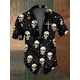 thumbnail image 2 of Camisas de verano para hombre, estilo retro, con calaveras, informal, de manga corta, para uso diario, 2024, blusas holgadas de gran tamaño con solapa, 2 of 4