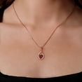 thumbnail image 3 of Gem Stone King 18K Rose Gold Plated Silver Red Garnet and Red Created Ruby Pendant Earrings Set for Women (4.16 Cttw, Gemstone January Birthstone, with 18 inch Chain), 3 of 4