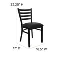 thumbnail image 6 of Flash Furniture 2 Pack HERCULES Series Black Ladder Back Metal Restaurant Chair - Black Vinyl Seat, 6 of 14