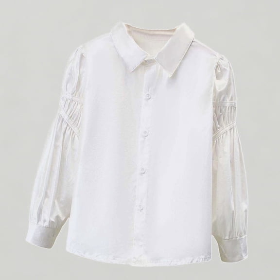 Xijirk Kids Girls Long Sleeve Party Blouse Elegant Ruffled Button Down Shirt for School,7-8 Years