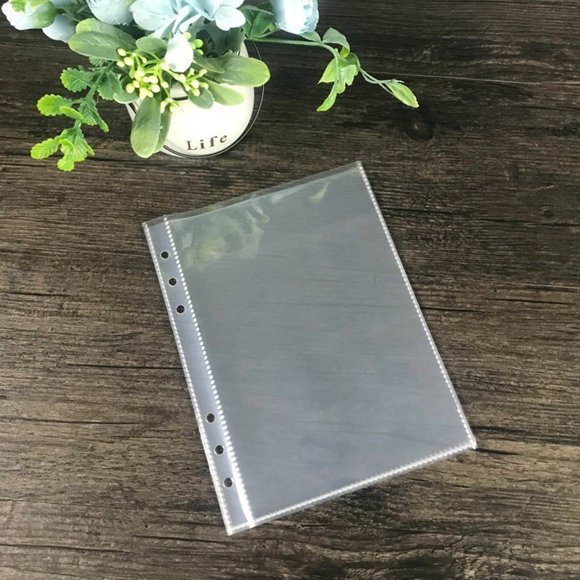 Allume 50Pcs Photo Album Refill Pages, A5 Binder Sleeves for 50 Pictures, 6-Ring Binder Photo Pockets, Each Photo Page Holds 1 Pictures Clear 50Pcs