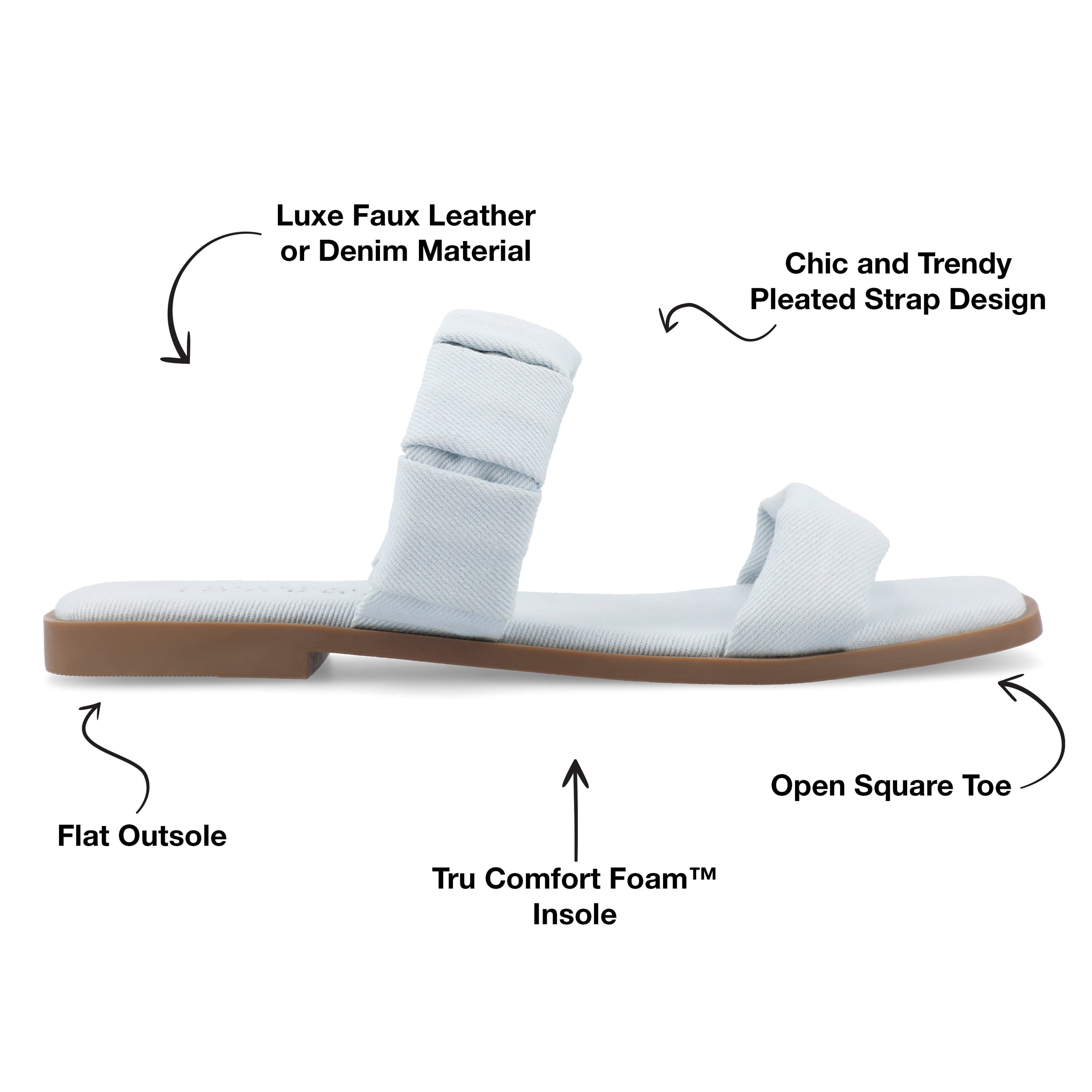 Journee Womens Pegie Slip On Faux Leather Flat Sandals