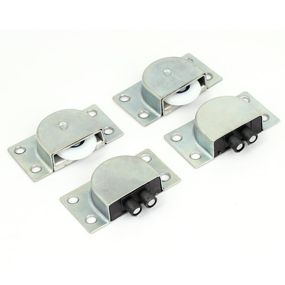 Uxcell Furniture Wardrobe Plastic Wheel Metal Sliding Door Roller Set 2 Pairs
