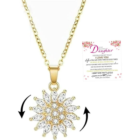 To My Granddaughter Sunflower Fidget Necklace, Silver 14K Gold Plated Spinning Sunflower Necklace Pendant Granddaughter Gifts from Grandma Daisy Flower Anxiety Necklace Jewelry for Women