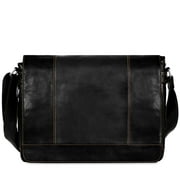 Jack Georges Voyager Hand-Stained Buffalo Leather Full Size Messenger Bag #7315 (Black)