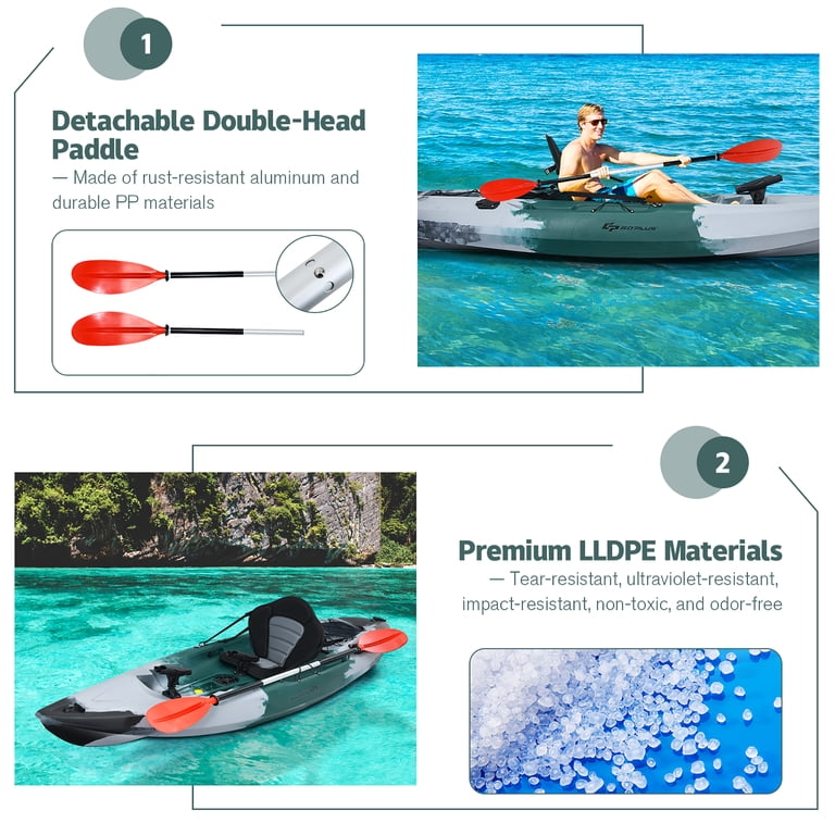 Costway Single Sit-on-Top Fishing Kayak with Rod Holders & Paddle