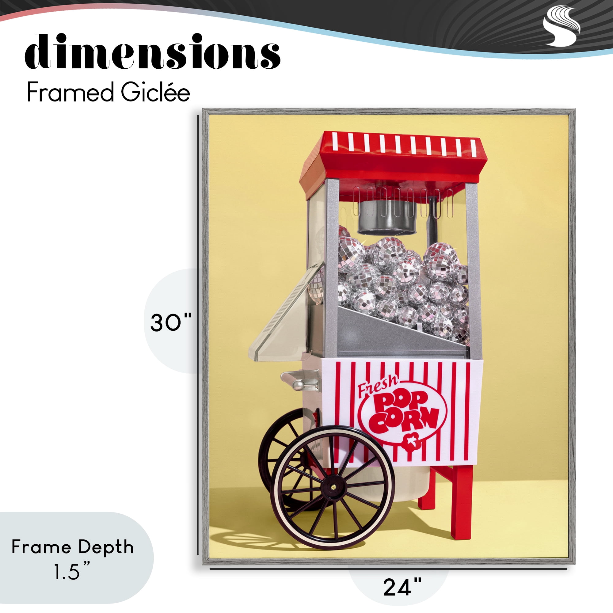 Stupell Industries Disco Popcorn over Yellow Gray Framed Giclee Art, design by LISH Creative