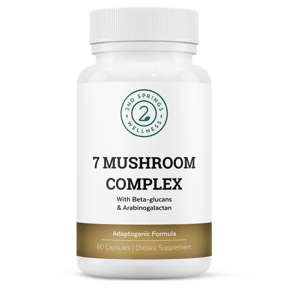 2nd Springs Organic Mushroom Complex 7 Mushroom Blend Immune Support Nootropic Cognitive Health Supplement 60 Capsules