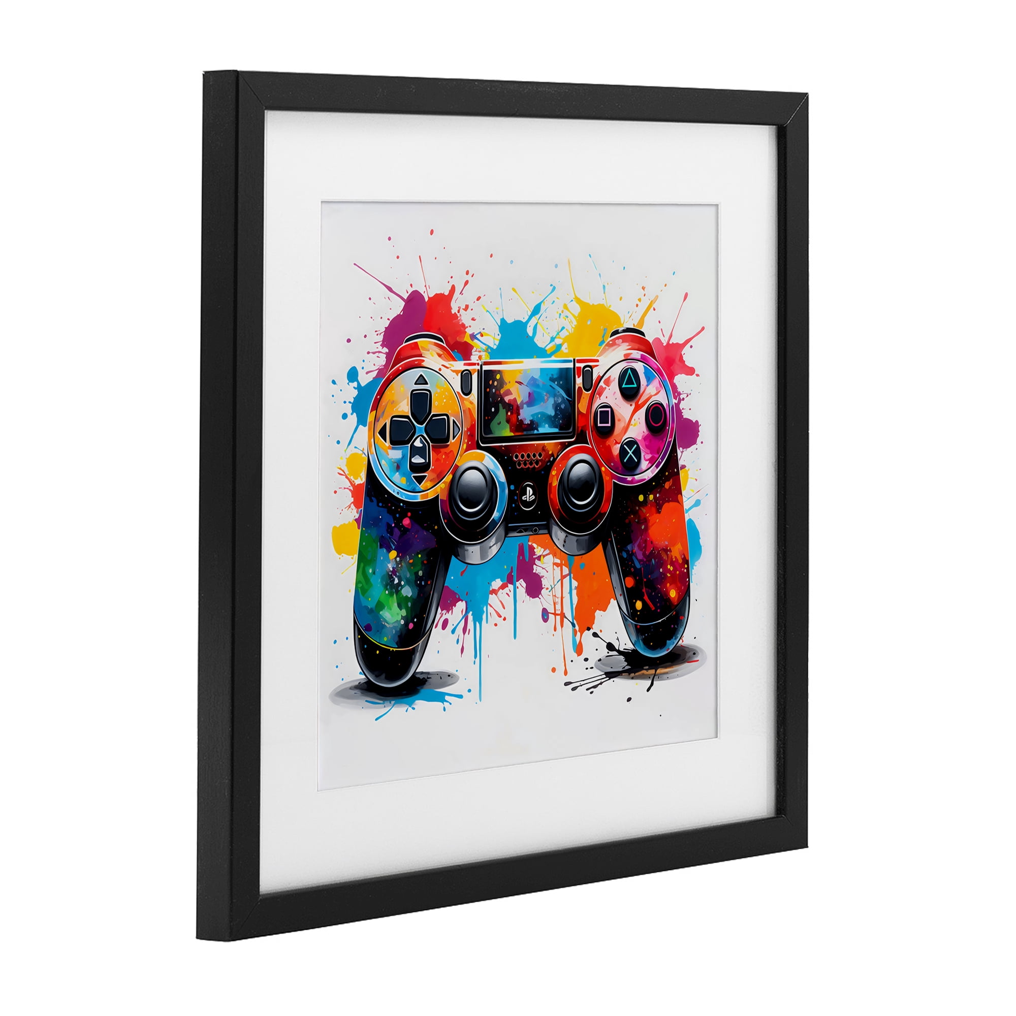 Stupell Industries Playful Bright Game Controller Black Framed Print Under Glass, design by Creative Studio