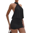 thumbnail image 3 of Pounoo Women's Party Dresses Halter Neck Sleeveless Bodycon Dress With Ruched Design Nightclub Style Comfortable Stretchy Breathable Short Sundresses Gift, 3 of 7