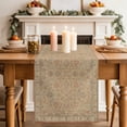 thumbnail image 2 of Beige Boho Table Runner 108 Inches Long,Vintage Ethnic Tribe Abstract Art Floral Cotton Linen Table Runners Dresser Scarves,Fabric Tabletop Scarf Furniture Cover for Home Dinner Party 13"x108", 2 of 9