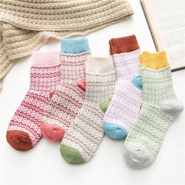 10 pares de calcetines de lana, calcetines térmicos para mujer, calcetines cálidos de invierno para mujer, calcetines de punto gruesos, calcetines de invierno para mujer, coloridos