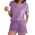 thumbnail image 2 of 2 Piece Loungewear Set for Women Knit Matching Sets Short Sleeve Top with Lounge Shorts 2PCS Outfits, 2 of 5