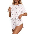 thumbnail image 5 of Endives Pajamas Set for Women Side Split Short Sets Cute Striped Crop Top and Short 2 Piece Comfy Loungewear Summer Lounge Sets for Women, 5 of 6
