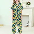 thumbnail image 4 of Pajamas for Girls 3pcs Button Down Pjs Short Sleeve Long Pants with Shorts Cute Patterns Valentine's Day Pajama Outfit with Pockets Loung Sets Silk Nightwear Lounge Sleepwear for Kids, 4 of 5