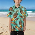 thumbnail image 2 of Byoo Little Boy Beach Button-Up Shirt Pineapple Graphic Short Sleeve Loose Fit Tee Shirt,Mint Green, 2 of 5