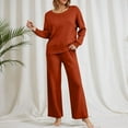 thumbnail image 2 of LEKODE Womens Sweat Set Long Sleeve Sweaters for Women Comfy Lounge Sets for Women Womens Tops Sweatpants Set Tops for Women Long Sleeve Cute Fall Top Brick Red 2XL, 2 of 4