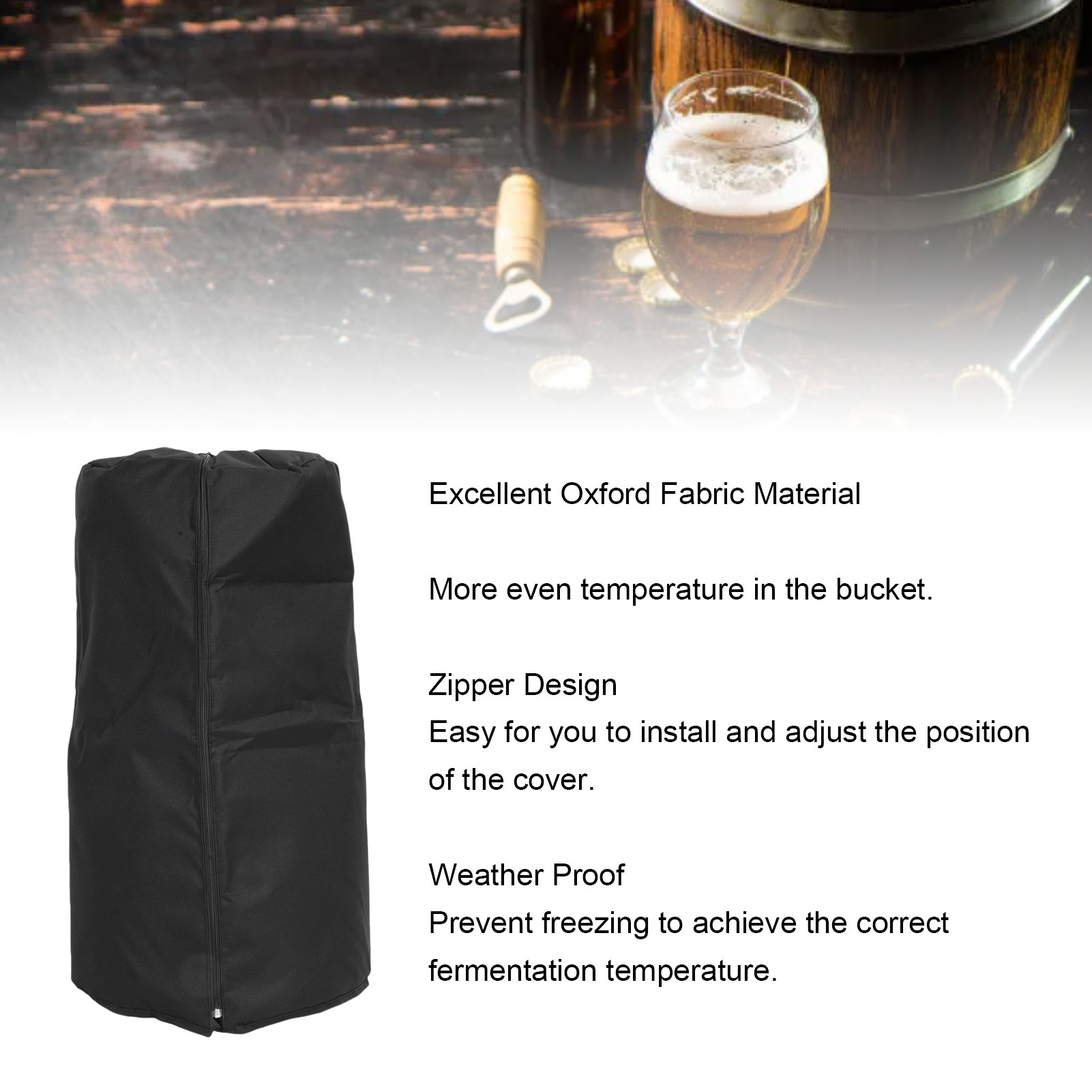Suodoka Draft Beer Tower Cover Weather Proof Zipper Oxford Cloth 55L Kegerator Insulator Protective Sleeve 27.6 x 28.7 in