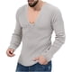 thumbnail image 1 of Blusas y camisas de manga larga con cuello en V para hombre, camisetas casuales de manga larga, jersey de punto, camisa de color liso con cuello en V, blusa para hombre, 1 of 6