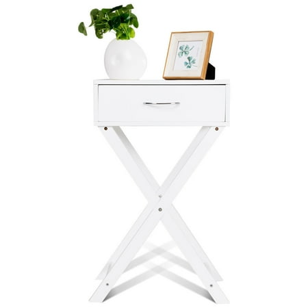 Costway 2 Pcs Nightstand X Shape Drawer Accent Side End Table Modern Home Furniture White Walmart Canada