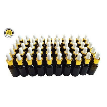 DevLon NorthWest Amber Dropper Glass Bottles 50 Pack LARGER 15 Milliliter Size for Essential Oils Refillable Blends Perfume Bulk