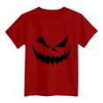 thumbnail image 4 of larppty Toddler Boy Girl Halloween T-Shirts Skeleton Kids Pumpkin Short Sleeve Shirts (Red,7-8 Years), 4 of 4