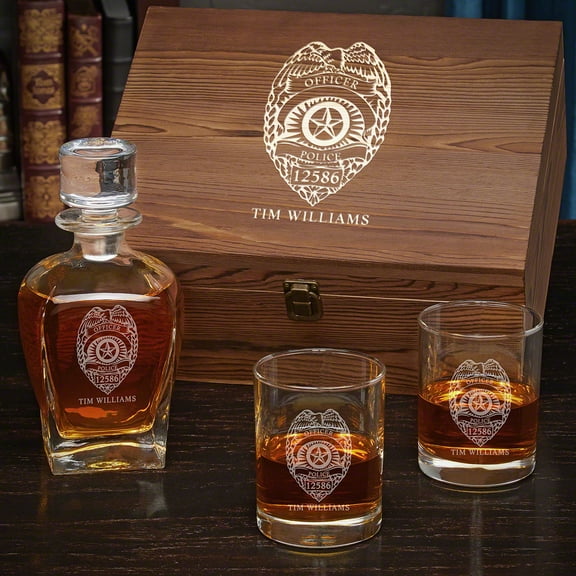 Police Badge Custom Draper Decanter & Eastham Glasses