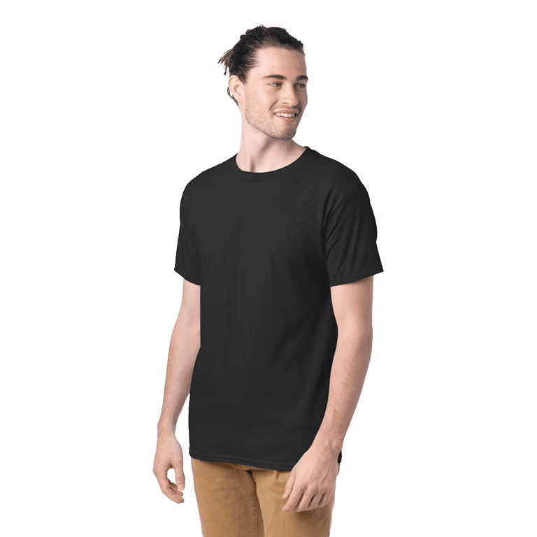 Hanes Essential Black T-Shirt for Men, Short Sleeve Classic 100