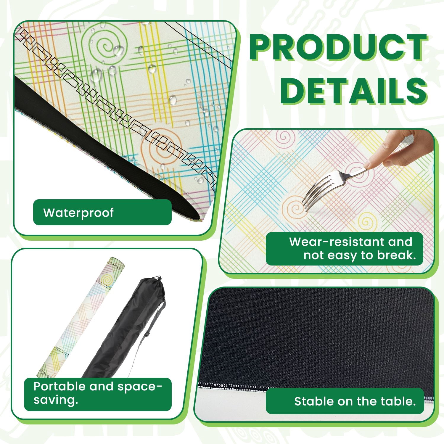 Mahjong Mat 31.5" x 31.5" Colorful Swirling Spiral Grid Pastel Shades Non-Slip Noise Reduction American Mahjong Tiles Table Cover for Dominoes Poker Card Board Games Gift