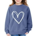 thumbnail image 3 of KAUOD Girls Heart Print Sweatshirts Oversized Love Graphic Knit Pullover Sweater Teen Kids Long Sleeve Cotton Shirt Tops, 3 of 6