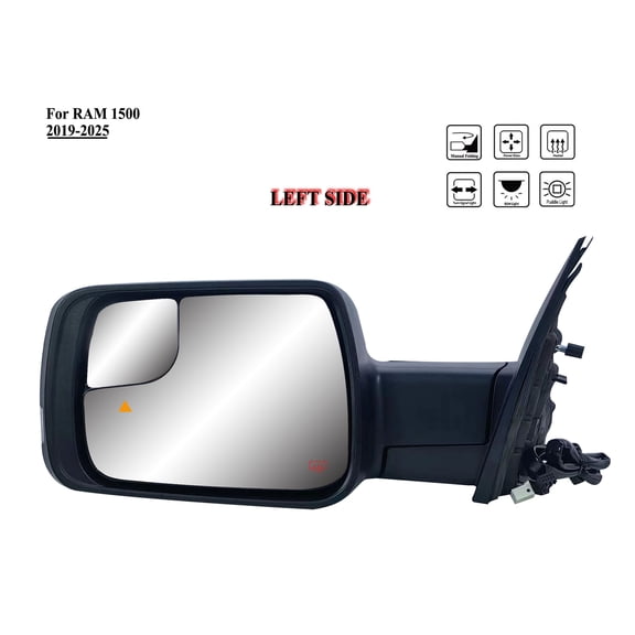 Driver Left Side Door Mirror Power And Heated For 2019 to 2025 RAM 1500