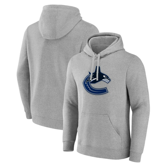 Men's Gray Vancouver Canucks Primary Team Logo Pullover Hoodie
