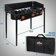 Hike Crew HCSTV3B 225,000 BTU Portable Gas Stove W/3 Burners, Wind Panels & Temp Control - Black