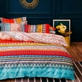 thumbnail image 3 of Bohemian Duvet Cover Queen Colorful Floral Boho Striped Bedding Set Ultra Soft Microfiber Double Duvet Cover Southwestern Indian Tribal Reversible Bedding Exotic Style Decor Boho Comforter Cover, 3 of 5