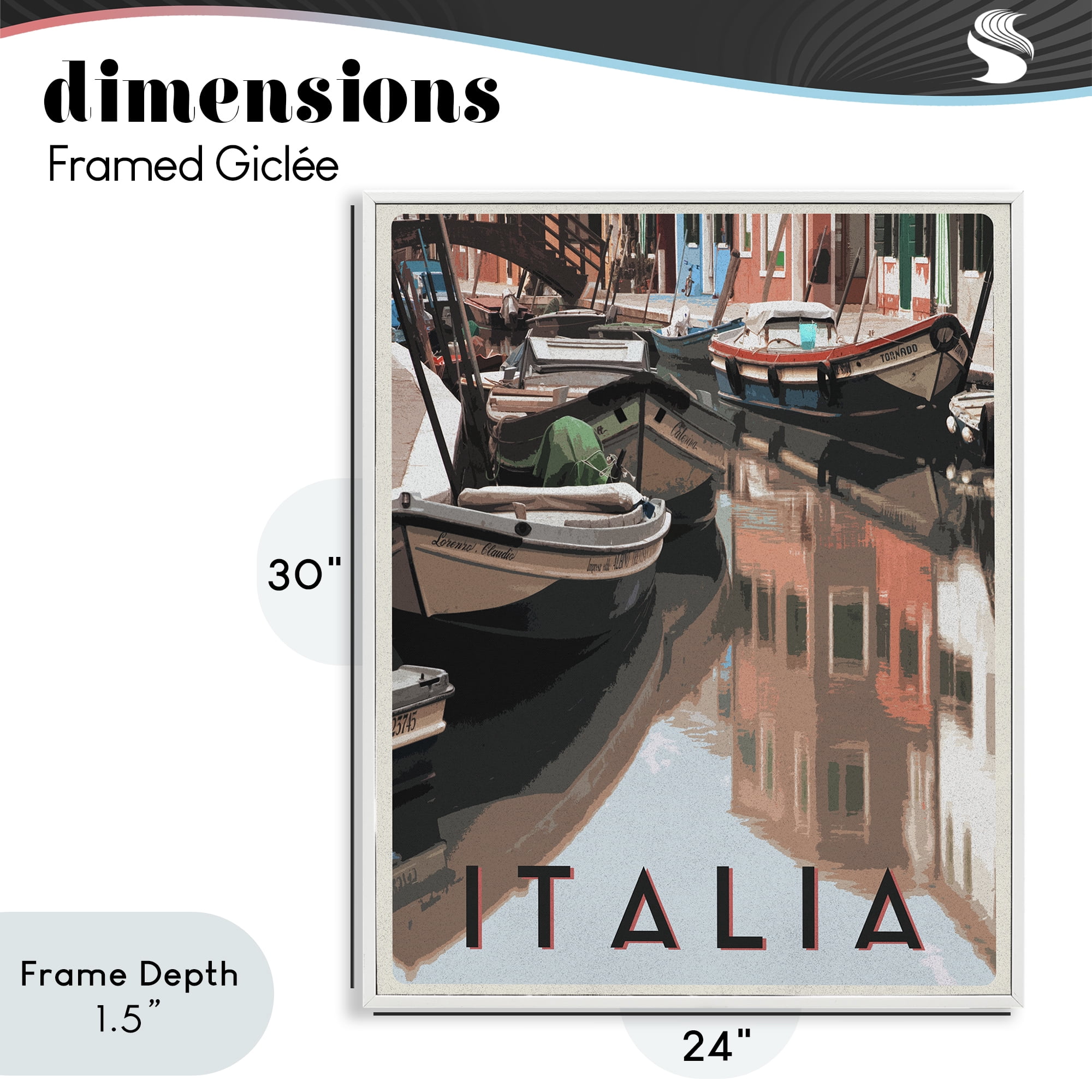Stupell Industries Italia Canal Poster White Framed Giclee Art, design by Shelley Lake