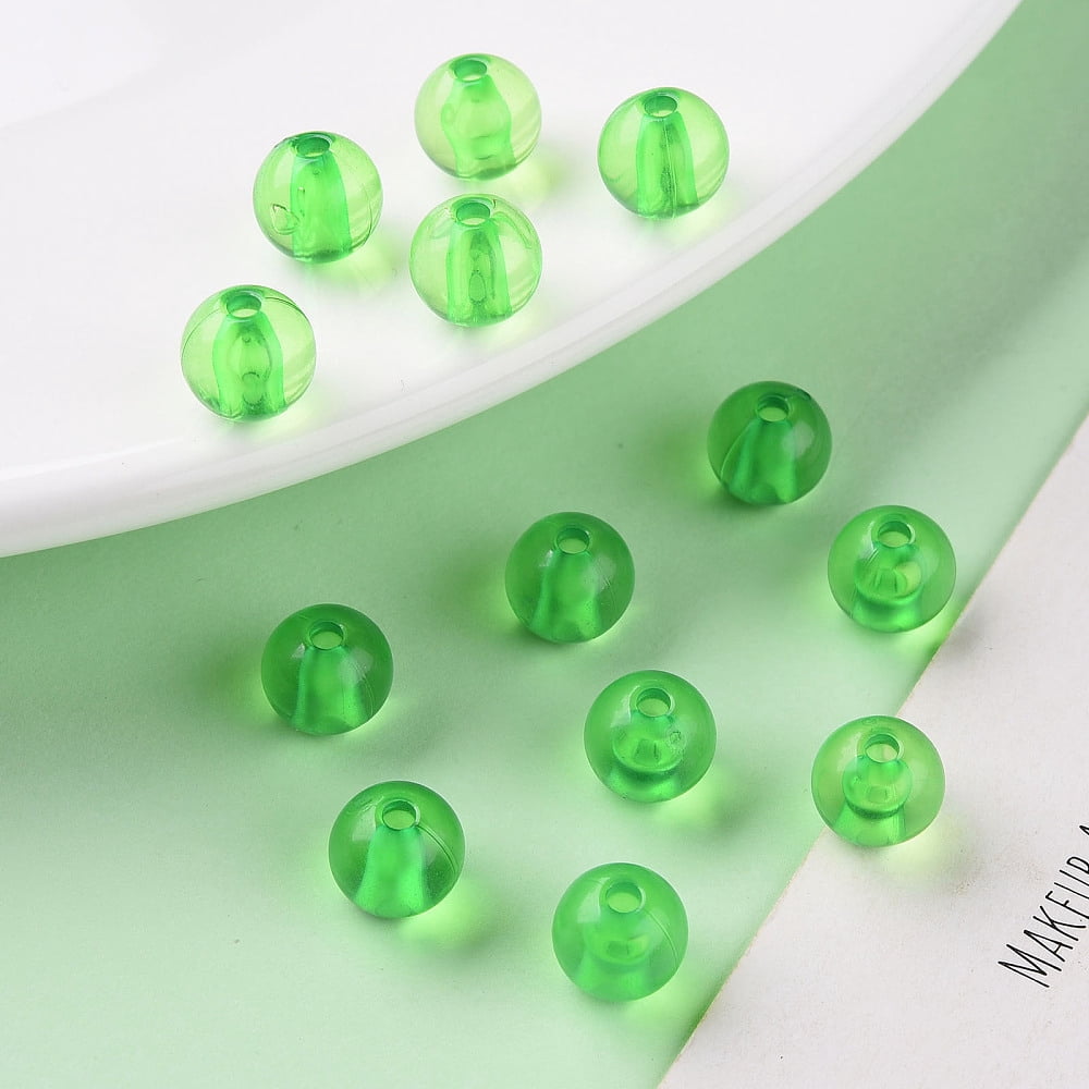 500g Transparent Acrylic Beads Round Lawn Green 8x7mm Hole: 2mm 1745pcs/500g
