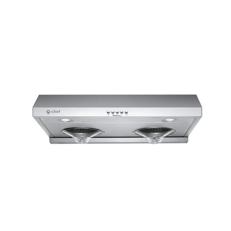 3 Inch Full Range - Chef’s C100 30” Under Cabinet Range Hood | Full Stainless Steel | 700 CFM with 3 Speed Settings | Energy Efficient LED Lamps | Fits 6 Inch Round Ducts