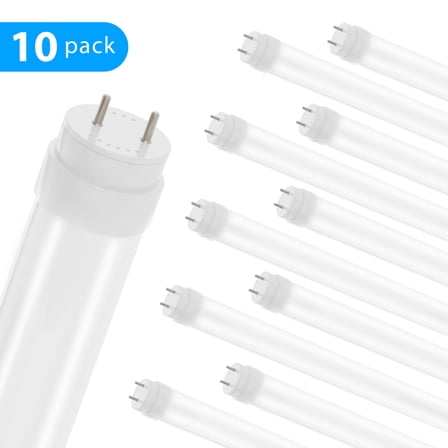 DAYBETTER 4FT T8 LED Tube Light, 18Watt, 5000K Daylight, 2200LM, Plug & Play , Double End   Powered, T8 LED Fluorescent Replacement, 47.3 Inch, 10 Pack