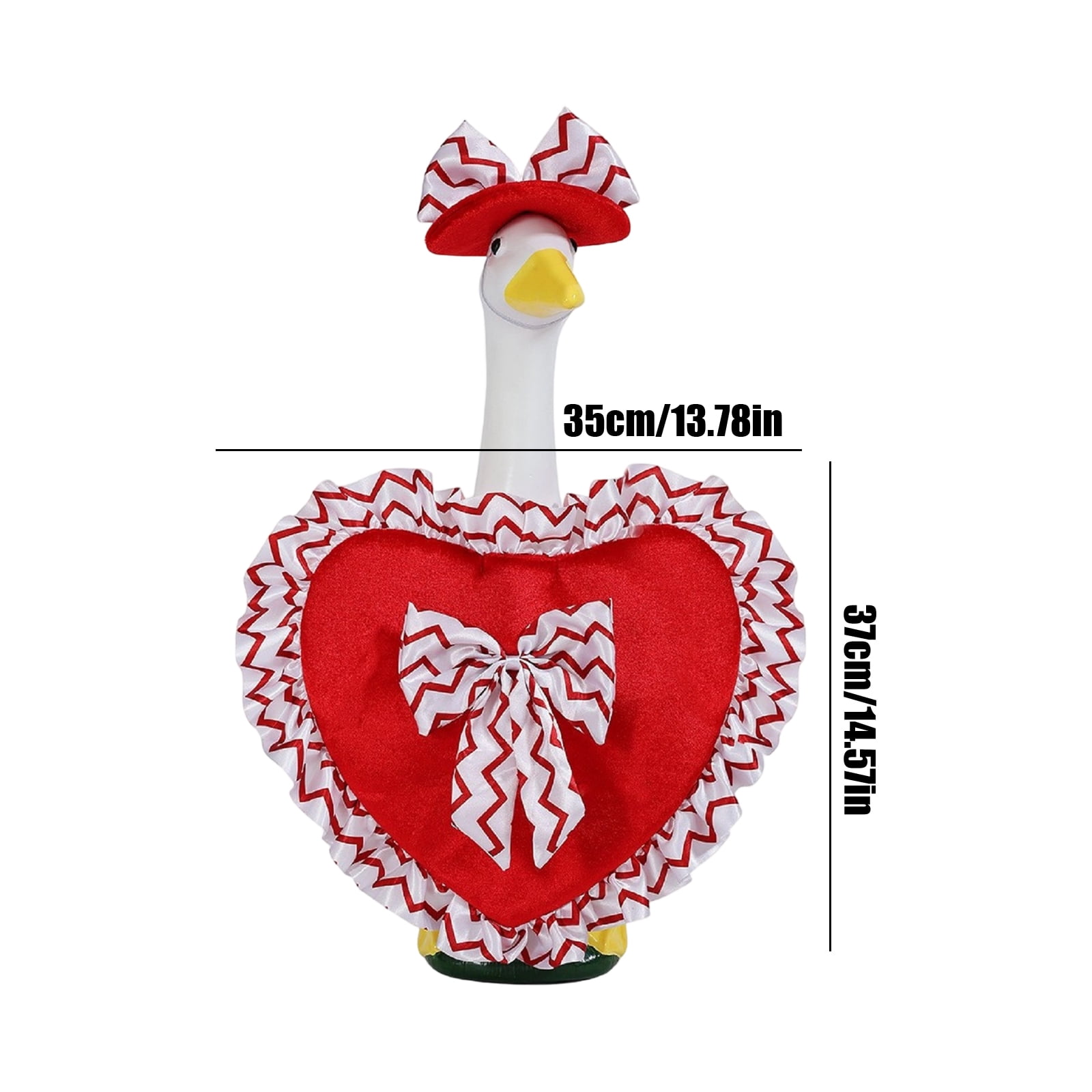 Valentine's Day Porch Goose Outfit, Goose Costume Red Heart Goose Statues Clothes, Valentines Day Decorations for Porch Lawn Yard Garden Outdoor Decor (Pink)