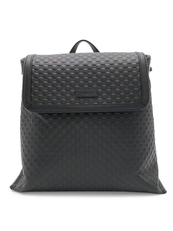 Pre-Owned GUCCI Microguccissima Backpack, Leather, Black, 607993