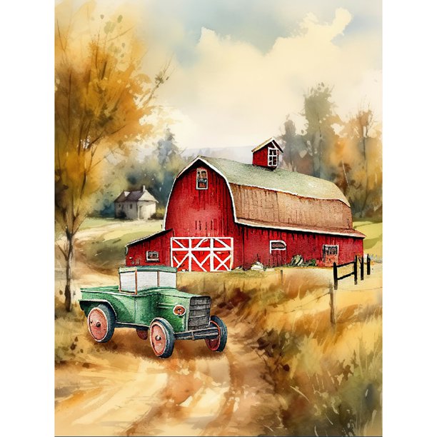 Pintura de diamante 5D DIY Kit de granja de taladro redondo completo Artesanía de decoración del hogar (QQ593) Hugtrwg Para estrenar